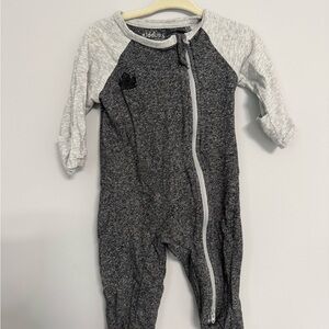 Juddlies Gray and Black Kids double zip Footie in 3-6m cozy cool